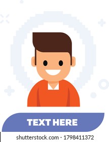 Flat User Man Character Registration Customize Happy Face