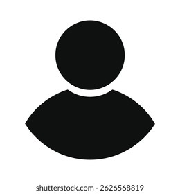 Flat User Profile Icon. Black and White Person Symbol for Digital Use. Simple Vector Illustration Ideal for Web, App, or Interface Design.
