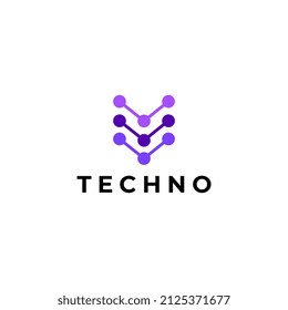 flat v connect  logo design
