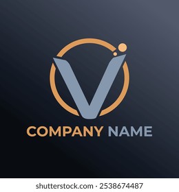 Design de logotipo simples com letra V plana
