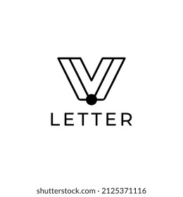 flat v round logo design