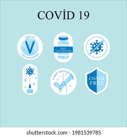 Flat vaccination campaing badge collection. Covid 19