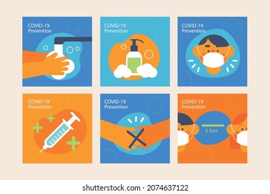 Flat Vaccine Instagram Post Collection Free Vector