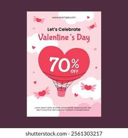 Flat valentine day background for promotional sale and banner template