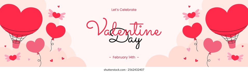 Flat valentine day template for promotional sale, background, banner or landing page template