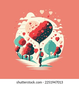 flat valentine's day abstract background, illustration