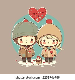 flat valentine's day background with couple