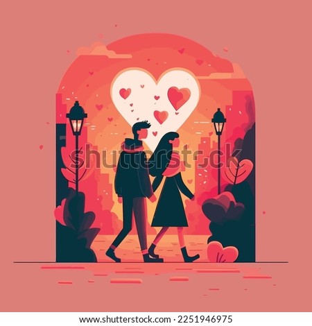 flat valentine's day celebration background with couple, illustration