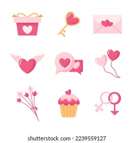 Flat Valentine's day icon set