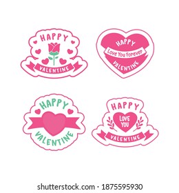Flat Valentine's Day Labels Vector