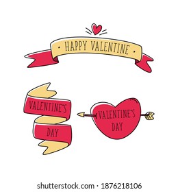 Flat Valentine's Day Labels Vector