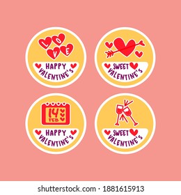 Flat Valentine's Day Labels Vector