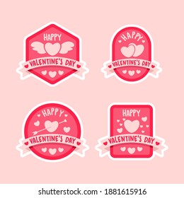 Flat Valentine's Day Labels Vector