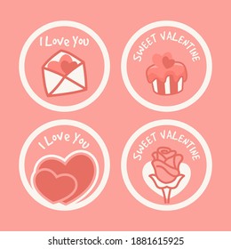 Flat Valentine's Day Labels Vector
