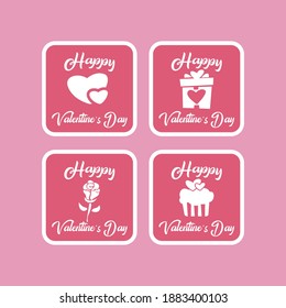 Flat Valentine's Day Labels Vector