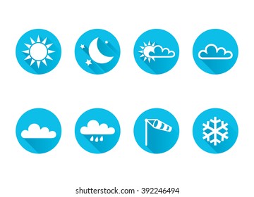 Flat various weather web icons