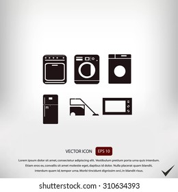 Flat vecior icons home appliances