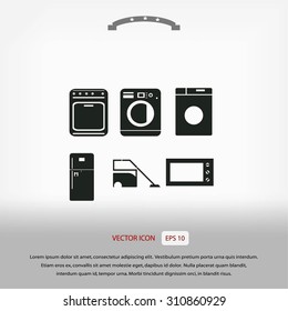 Flat vecior icons home appliances