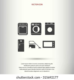 Flat vecior icons home appliances