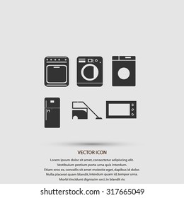 Flat vecior icons home appliances