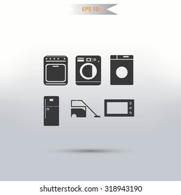 Flat vecior icons home appliances