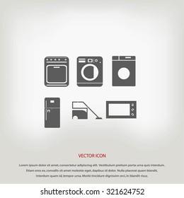 Flat vecior icons home appliances
