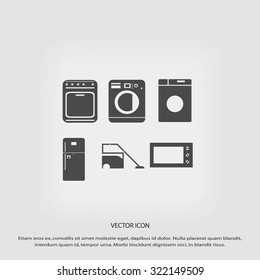 Flat vecior icons home appliances