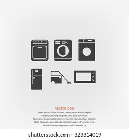 Flat vecior icons home appliances