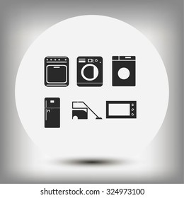 Flat vecior icons home appliances