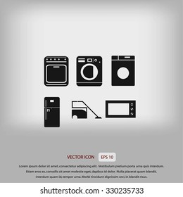 Flat vecior icons home appliances