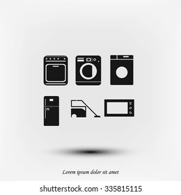 Flat vecior icons home appliances