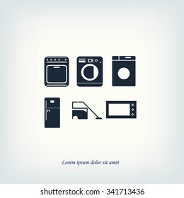 Flat vecior icons home appliances