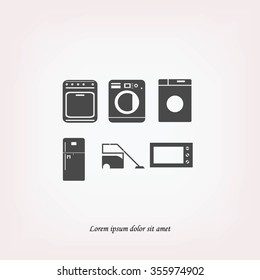 Flat vecior icons home appliances