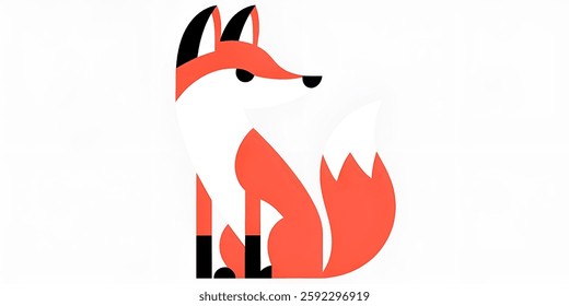 A flat vecor illustration of a fox ,colorful and minimalistic,useful for wildlife ,business ,drawings ,advertisement.