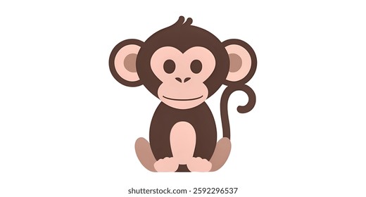 A flat vecor illustration of a monkey, colorful and minimalistic,useful for wildlife ,business ,drawings ,advertisement.
