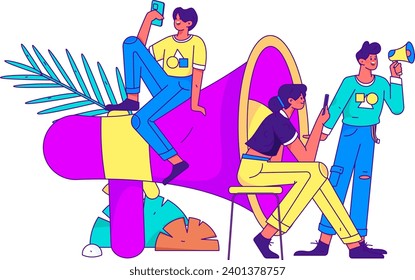 Flat vectoFlat vector illustration of business people operating work scene
r illustration of business people operating work scene
