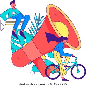Flat vectoFlat vector illustration of business people operating work scene
r illustration of business people operating work scene
