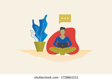 Flat vector about stay at home and work from home.