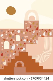 Casas abstractas vectoriales planas. Diseño minimalista a la moda.