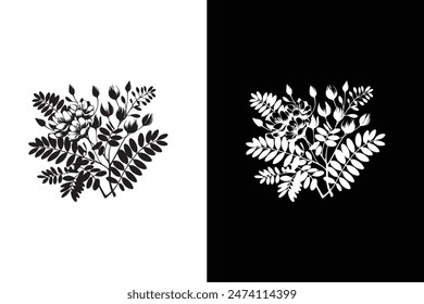 Flat vector Acacia flower icon illustration. 