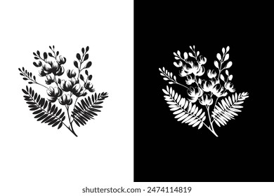 Flache Vektorgrafik Akazienblüten-Ikone-Illustration