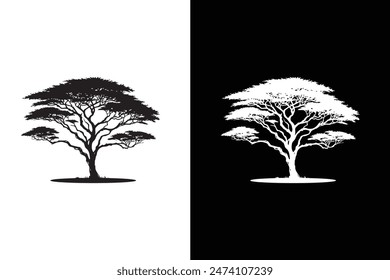 Flat vector Acacia Tree icon illustration.