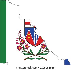 Flat vector administrative flag map of the Canadian territory of YUKON, CANADA