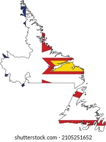 Flat vector administrative flag map of the Canadian territory of NEWFOUNDLAND AND LABRADOR, CANADA