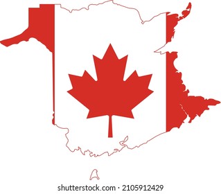 Flat vector administrative flag map of the Canadian territory of NEW BRUNSWICK combined with official flag of CANADA