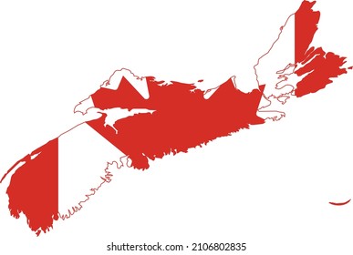 Flat vector administrative flag map of the Canadian province of NOVA SCOTIA combined with official flag of CANADA