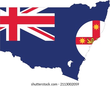 Flat vector administrative flag map of the Australian state of NEW SOUTH WALES, AUSTRALIA