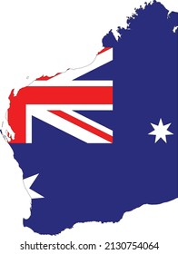 Flat vector administrative flag map of the Australian state of WESTERN AUSTRALIA combined with official flag of AUSTRALIA