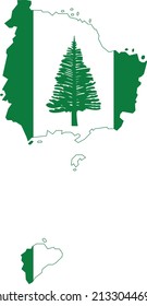 Flat vector administrative flag map of the Australian external territory of NORFOLK ISLAND, AUSTRALIA