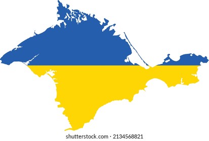 Flat vector administrative flag map of the Ukrainian autonomous republic of CRIMEA combined with official flag of UKRAINE